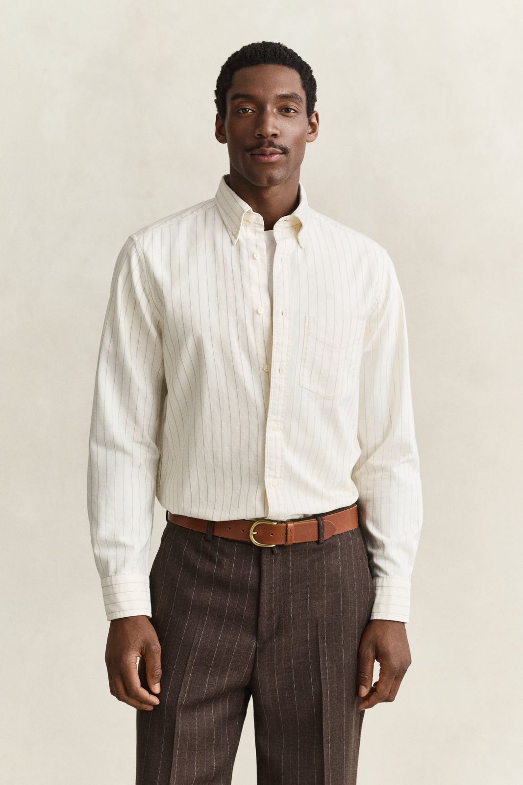 Striped Archive Oxford Shirt - Cream