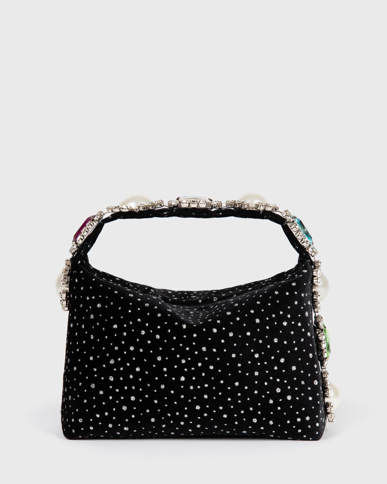 Black Velvet Crystal Hobo Bag