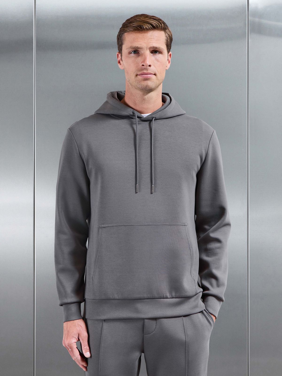 Interlock Jersey Hoodie in Charcoal