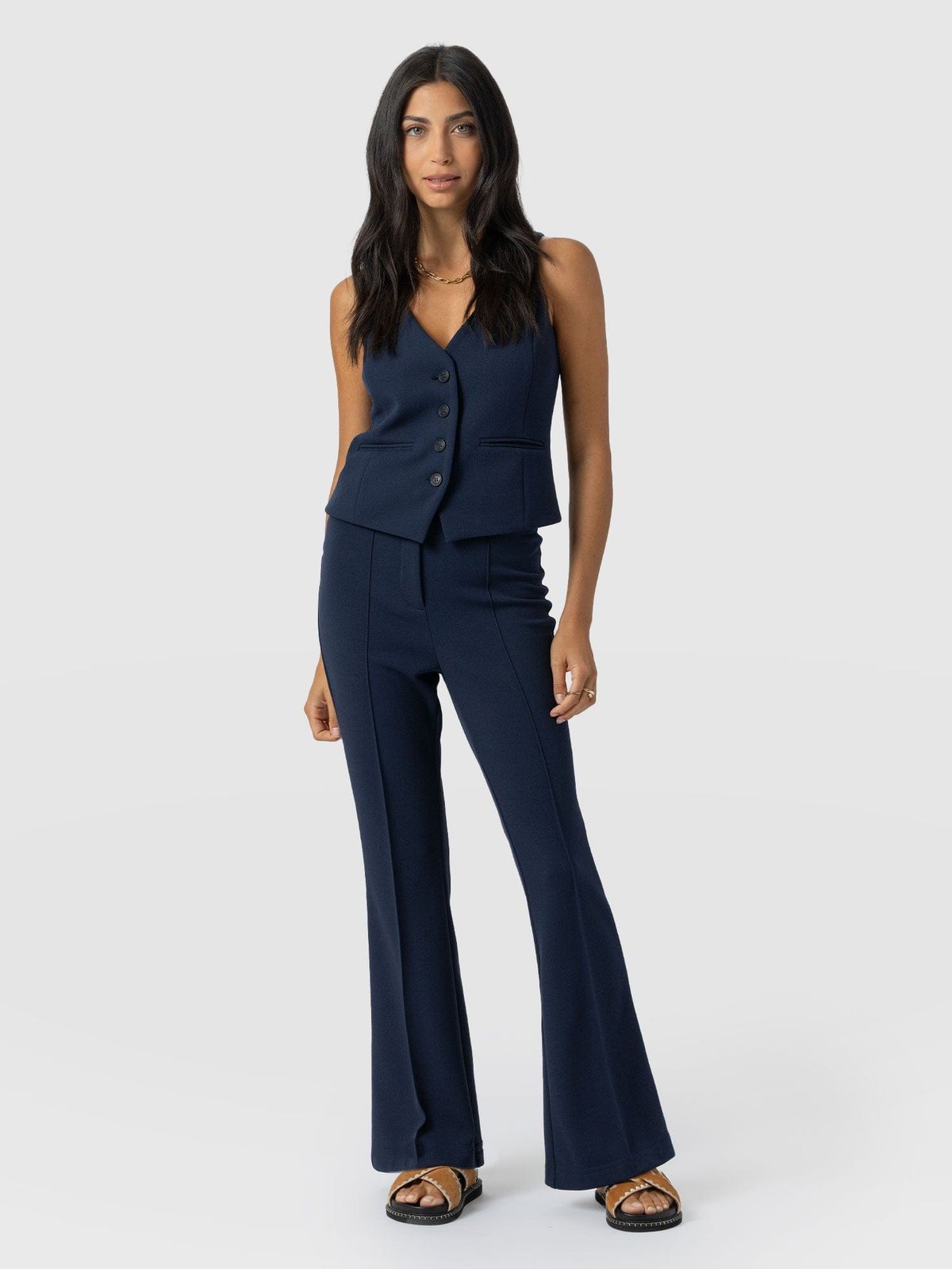 Freya Flared Trouser - Navy
