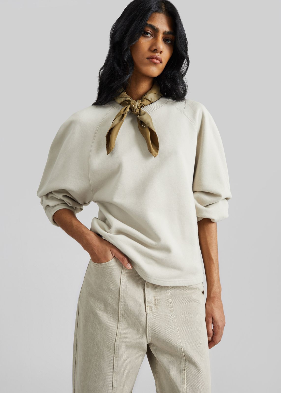 Kenitra Balloon Sleeve Sweatshirt - Beige