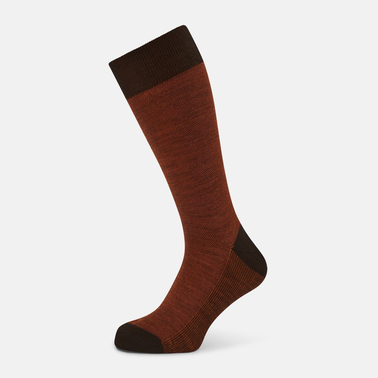 Rust And Brown Motif Wool Mid-length Socks