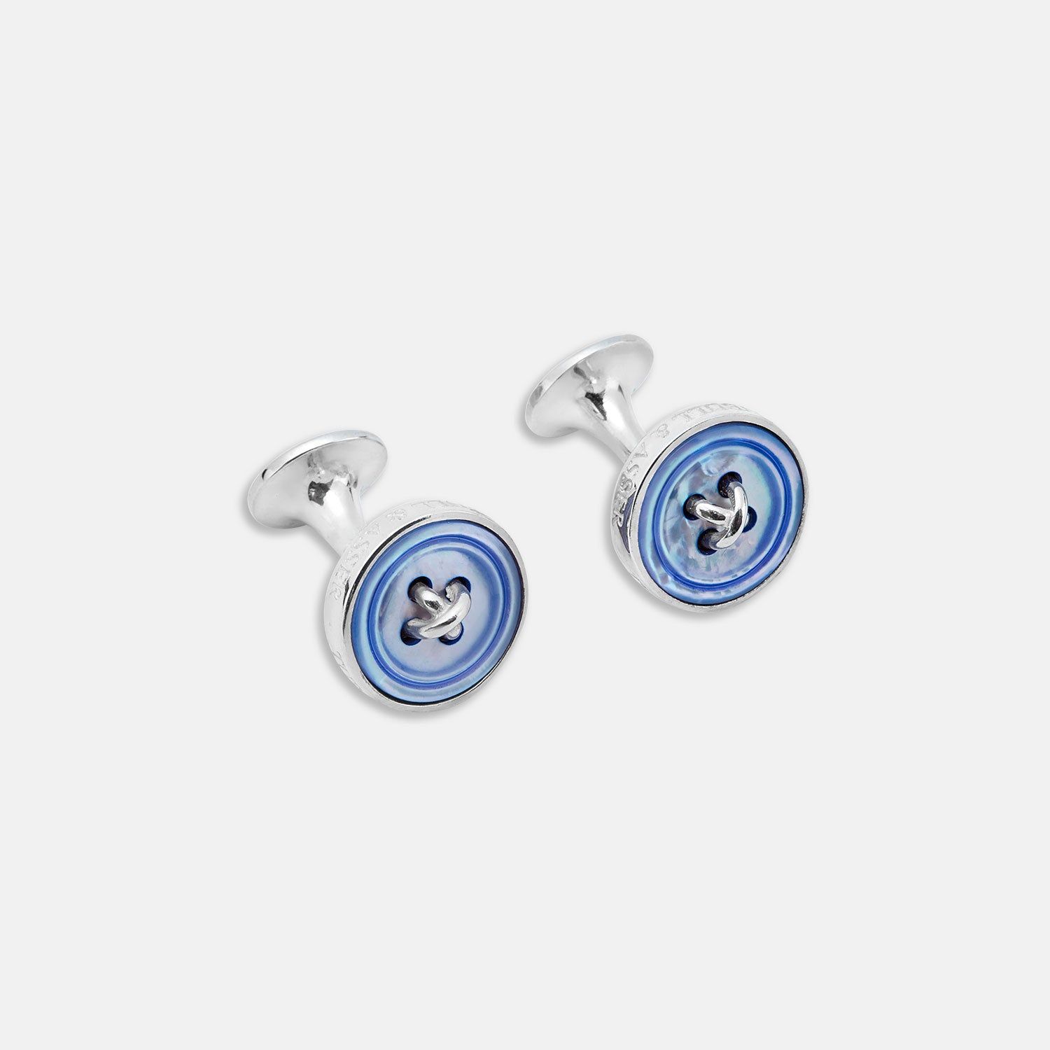 Purple Sterling Silver Mother-of-pearl Button Cufflinks