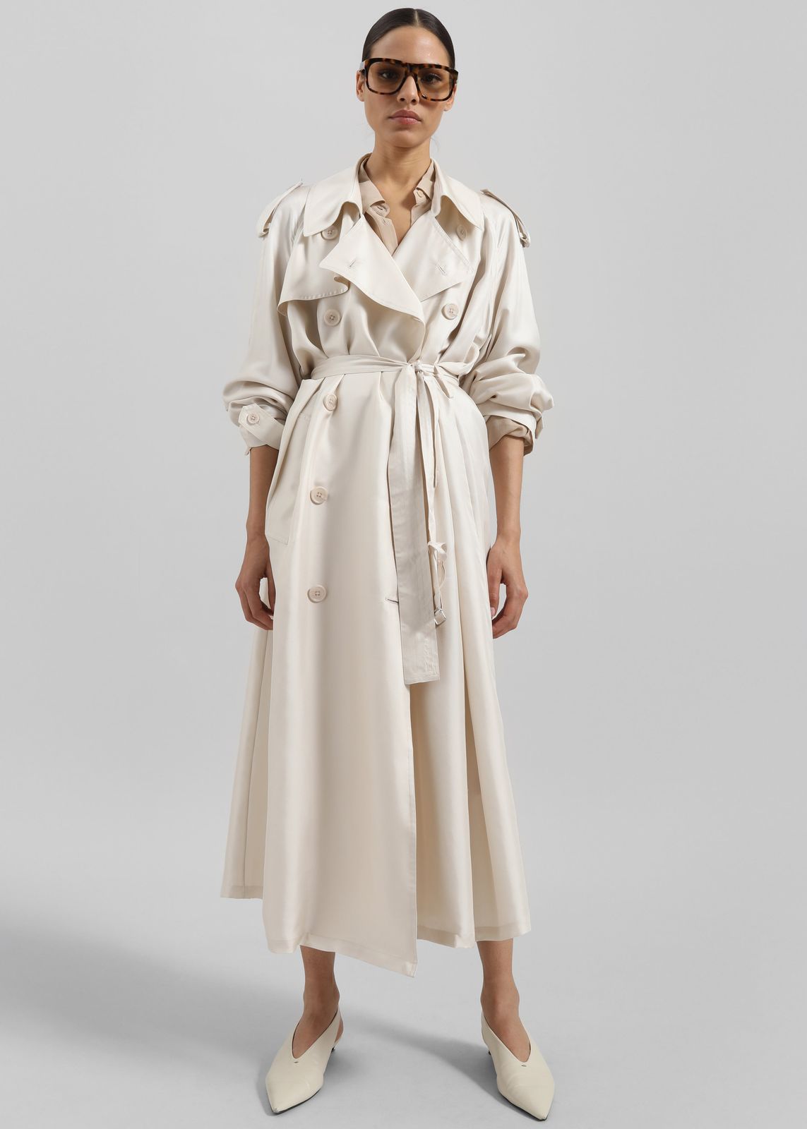 Veyron Silk Trench - Ivory