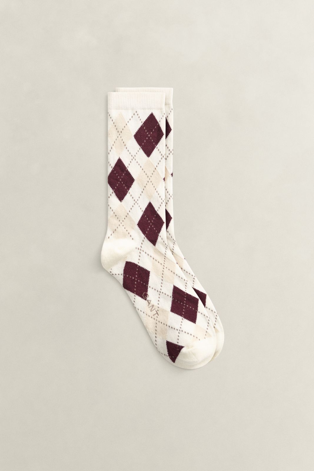 Argyle Check Socks - EGGSHELL