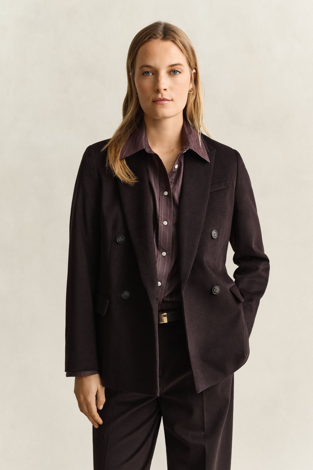Twill Velvet Club Blazer - DEEP BROWN