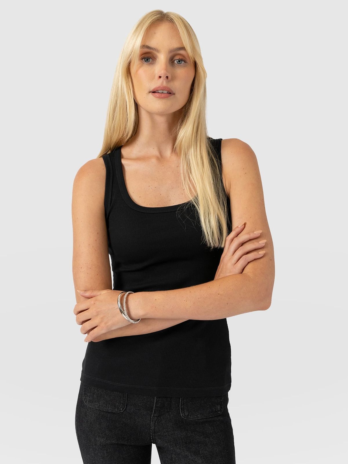 Asher Scoop Neck Vest - Black