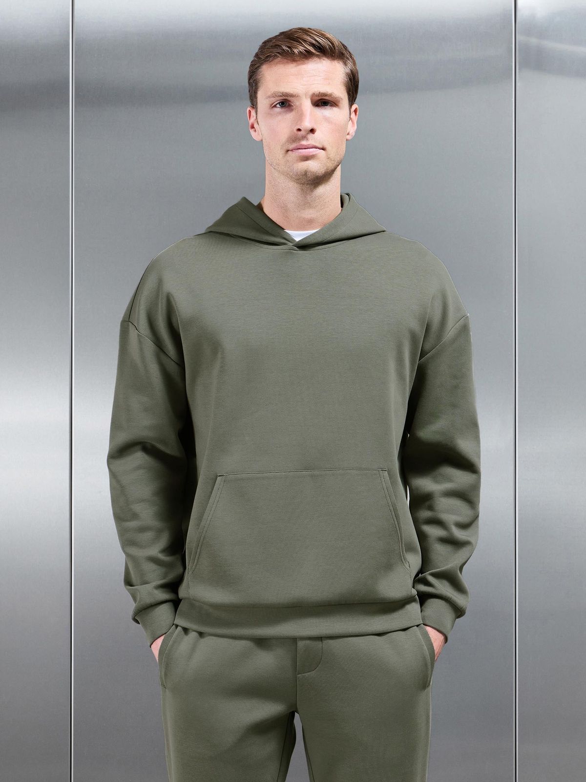 Interlock Jersey Relaxed Fit Hoodie in Sage