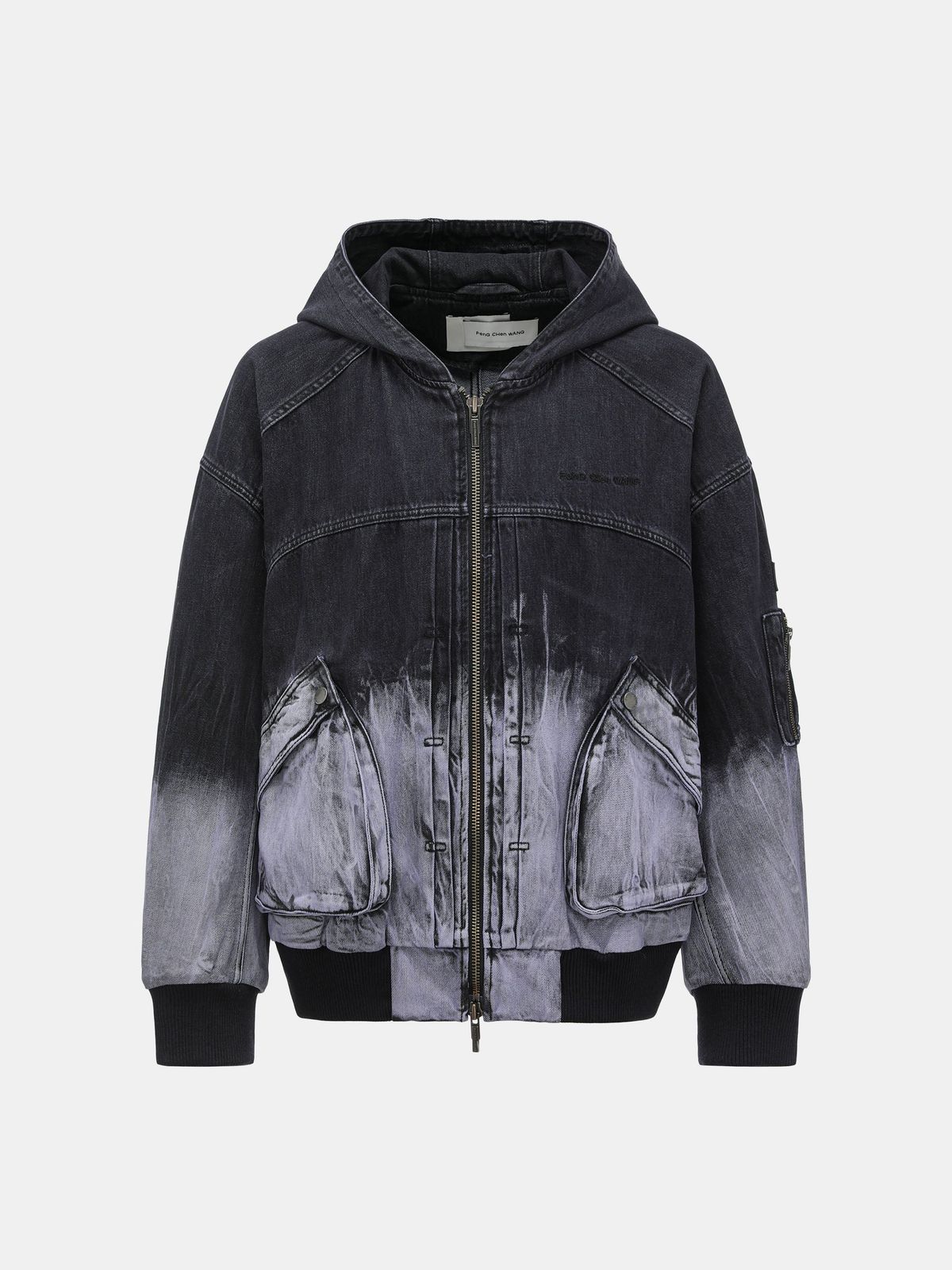 BLACK/PURPLE GRADIENT DENIM ZIP-UP JACKET