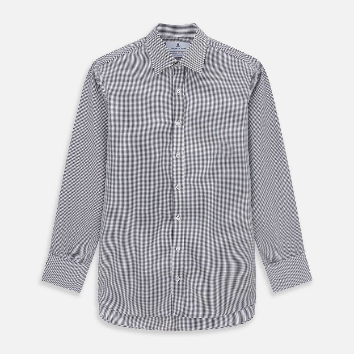 Dark Blue And White Graph Check Mayfair Shirt