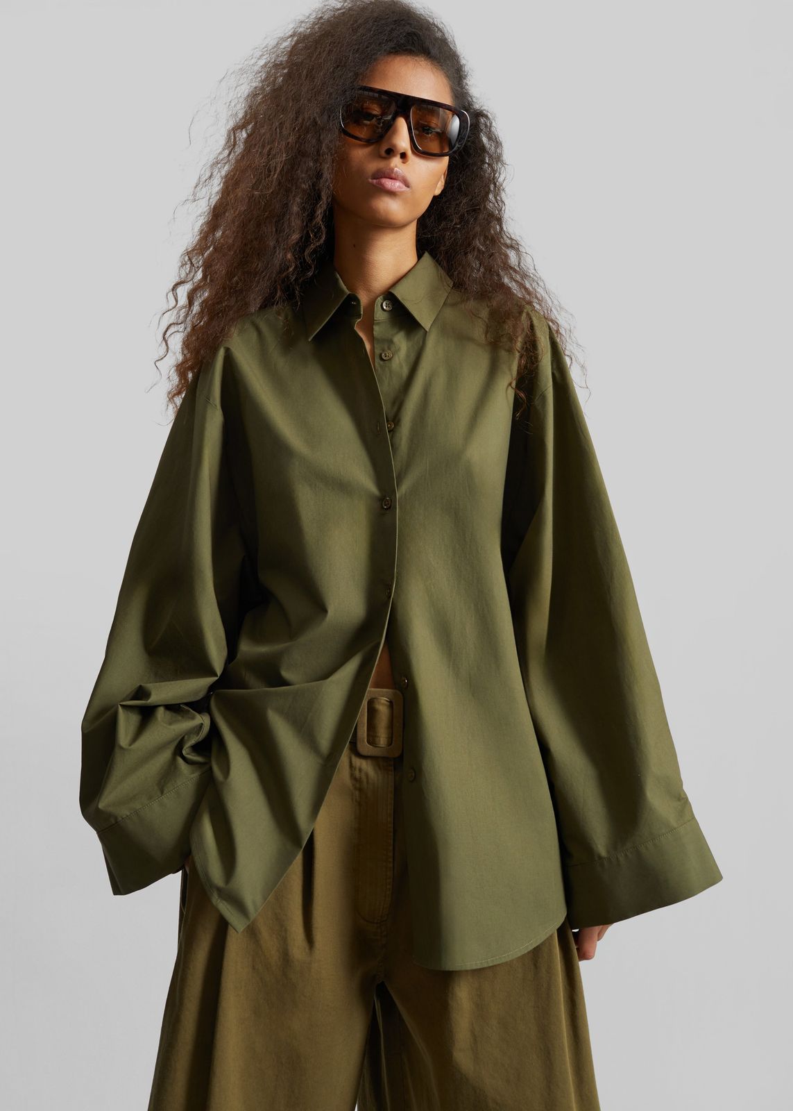 Tila Wide Sleeve Shirt - Olive