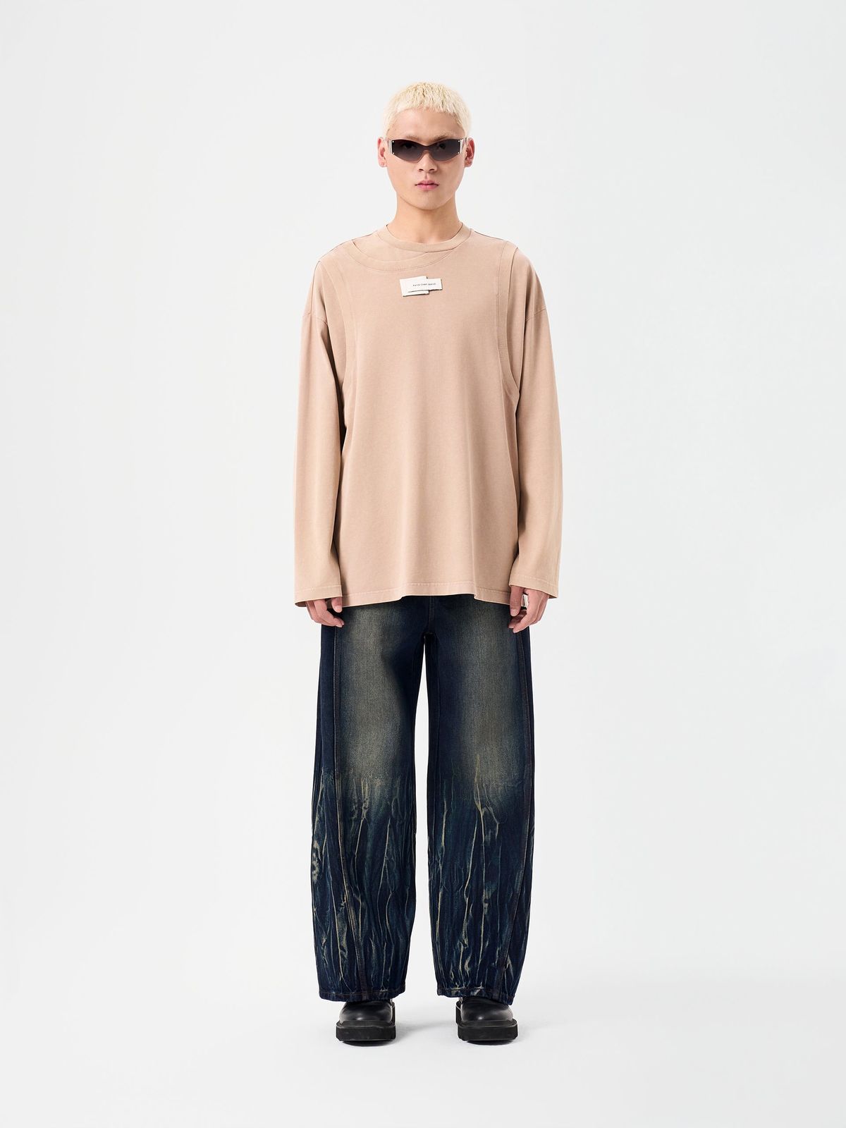 Deconstructed Washed Long-sleeve Base Tee