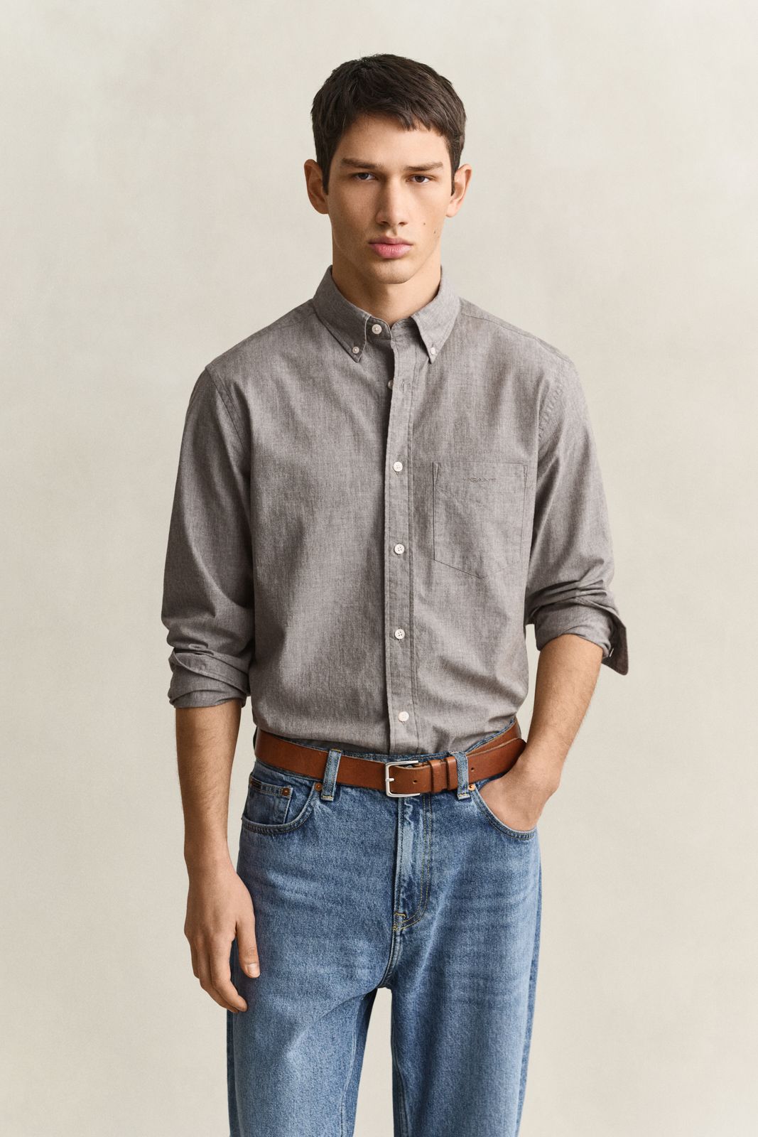 Mélange Archive Poplin Shirt - BROWN MELANGE