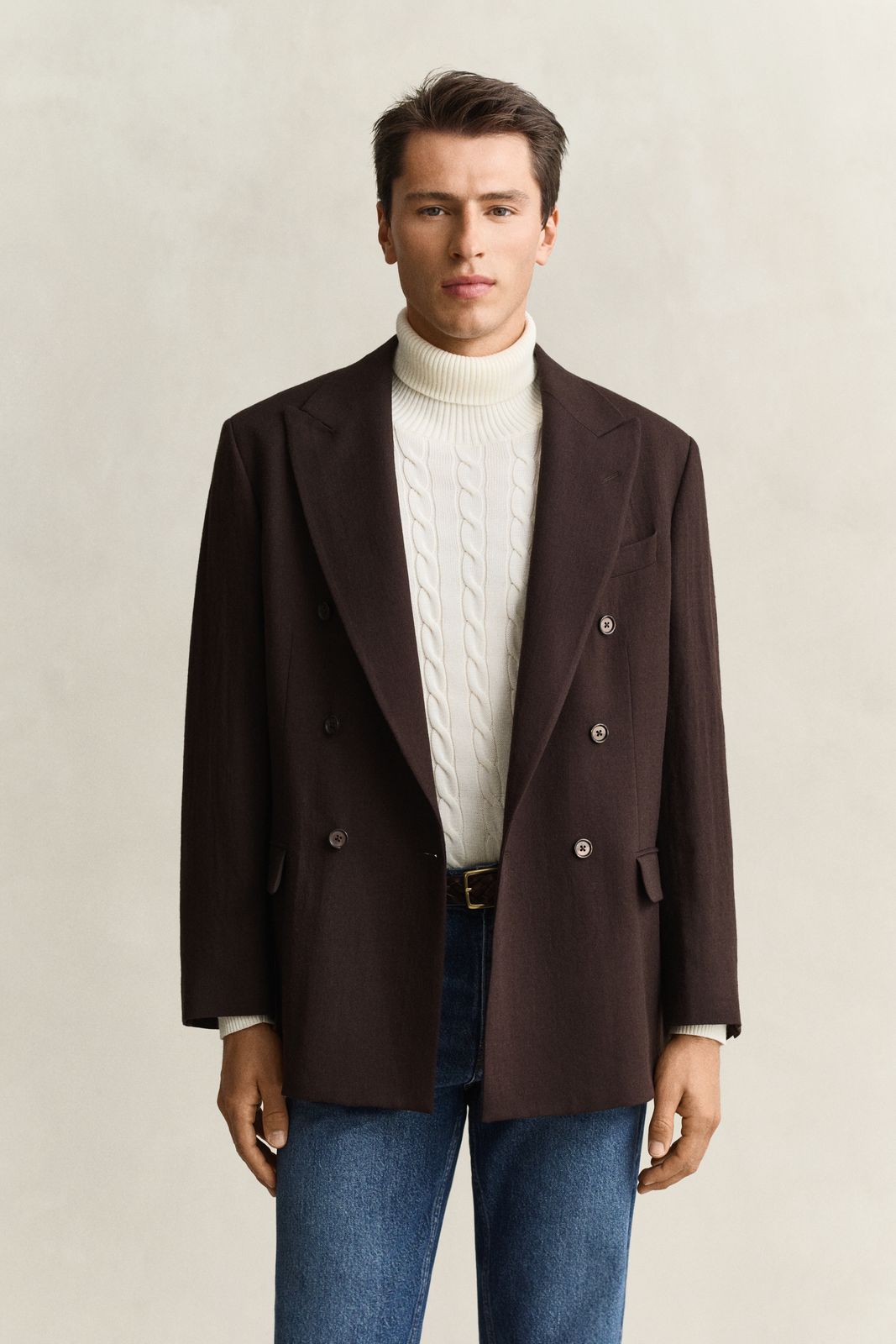 Wool Suit Jacket - SHADOW BROWN