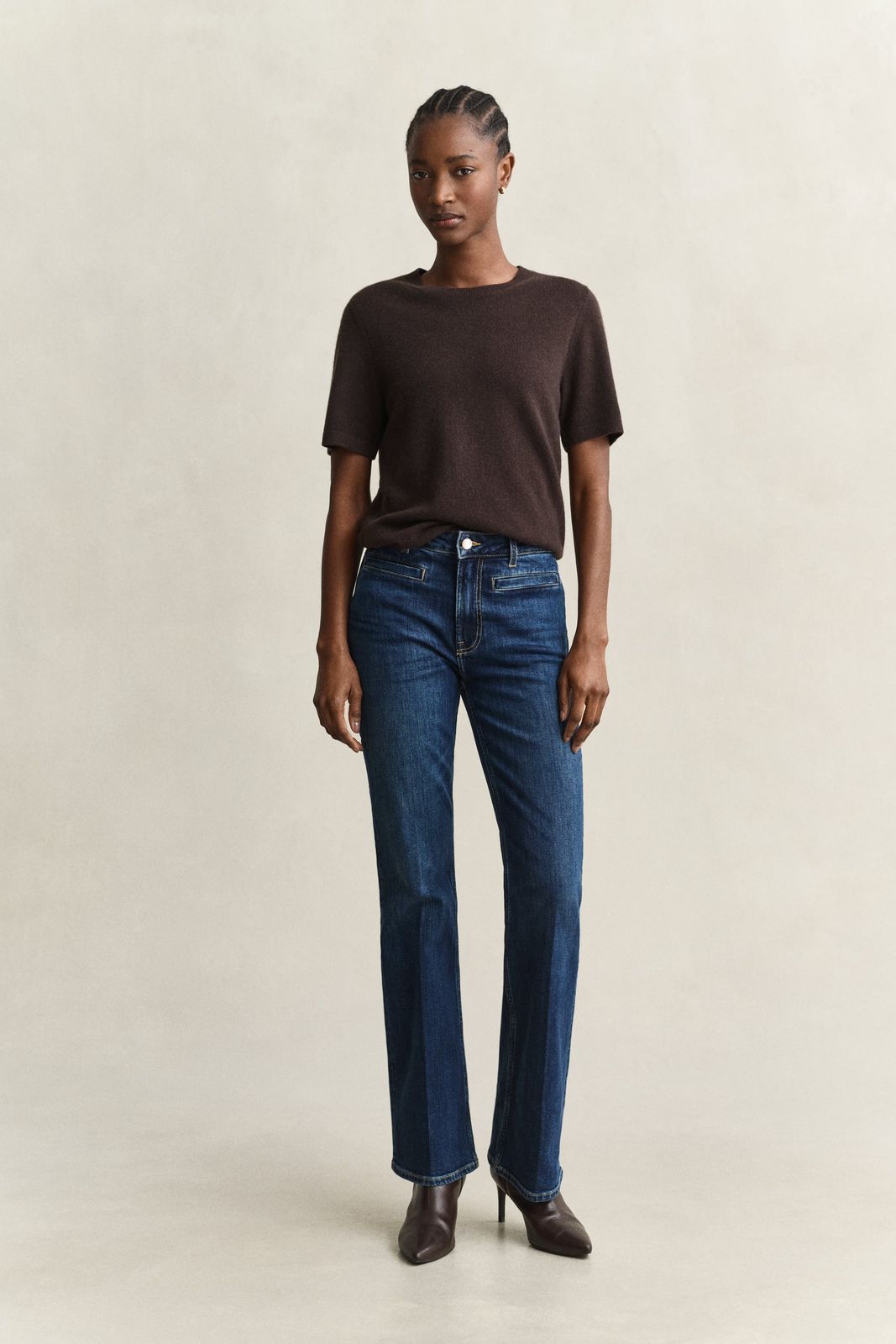 Monogram Flared Jeans - DARK BLUE WORN IN