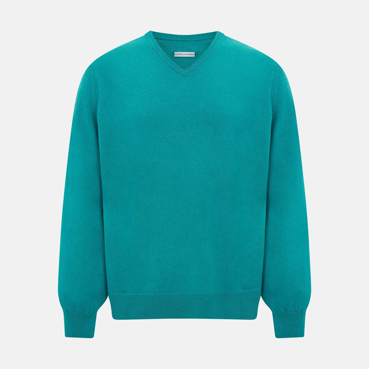 Turquoise Cashmere V-neck Jumper