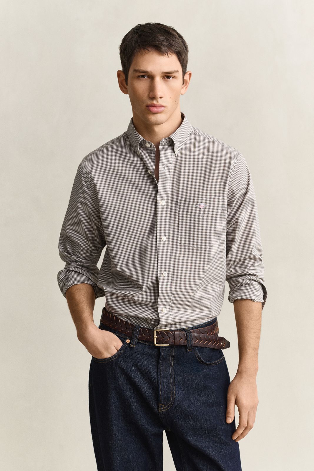 Gingham Classic Poplin Shirt - DEEP GRAPE WINE