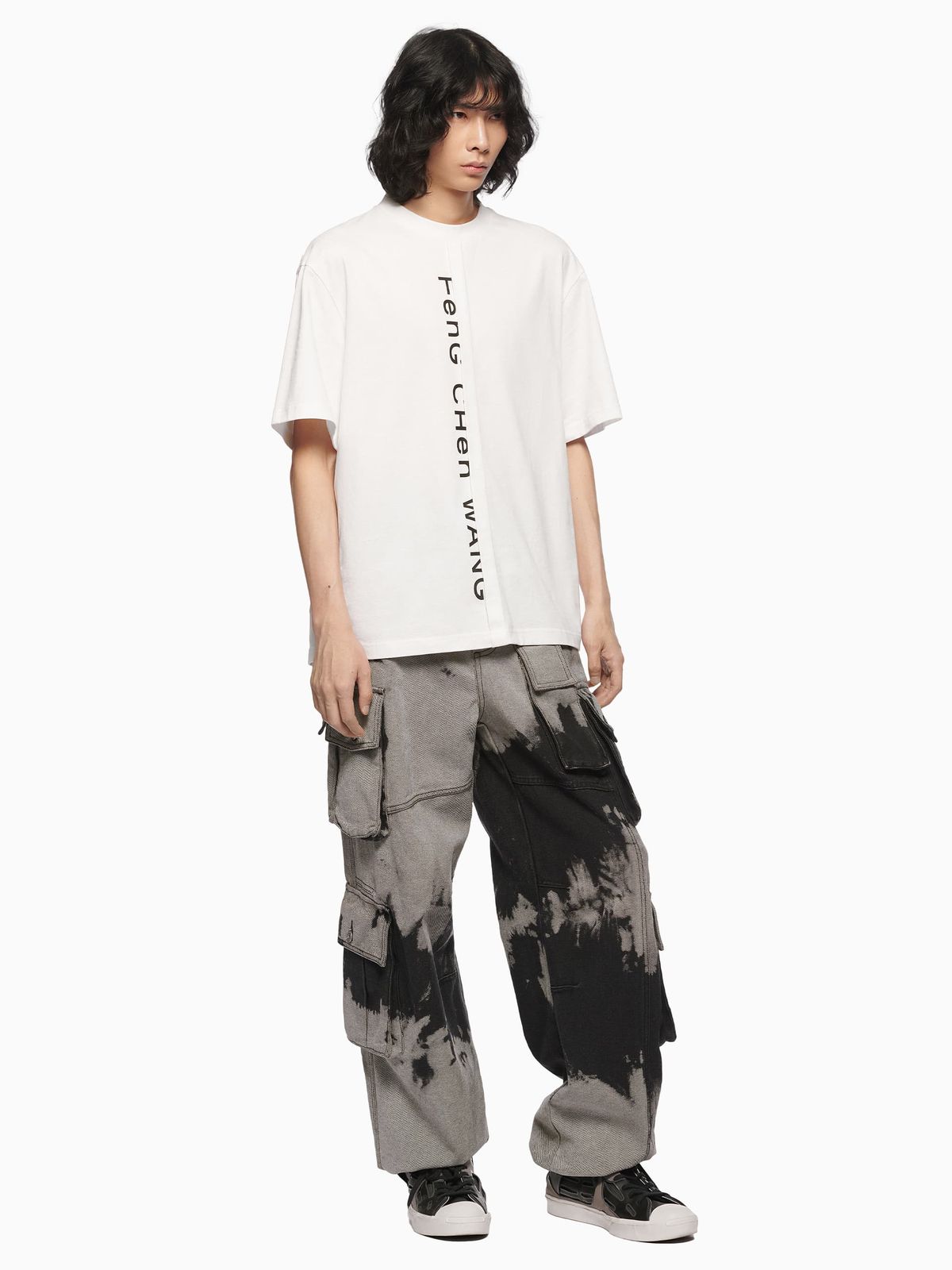 DENIM TIE-DYE CARGO PANTS