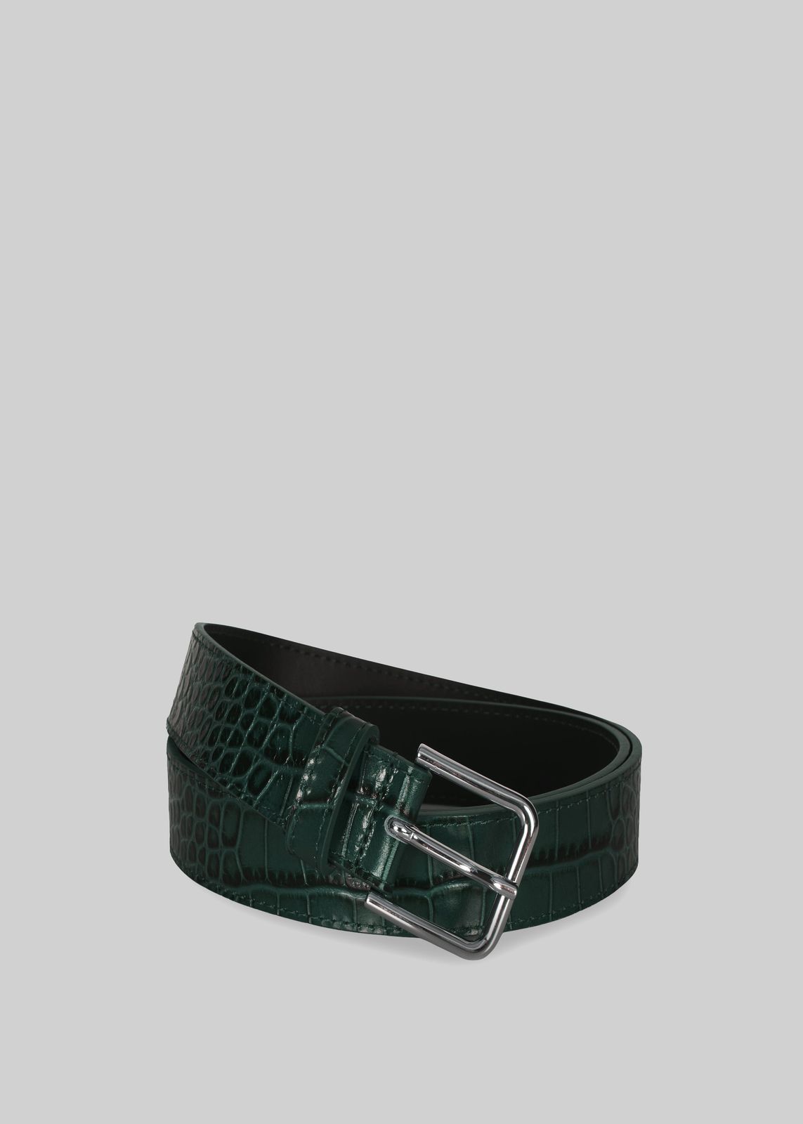 Toni Croc Leather Belt - Bottle Green