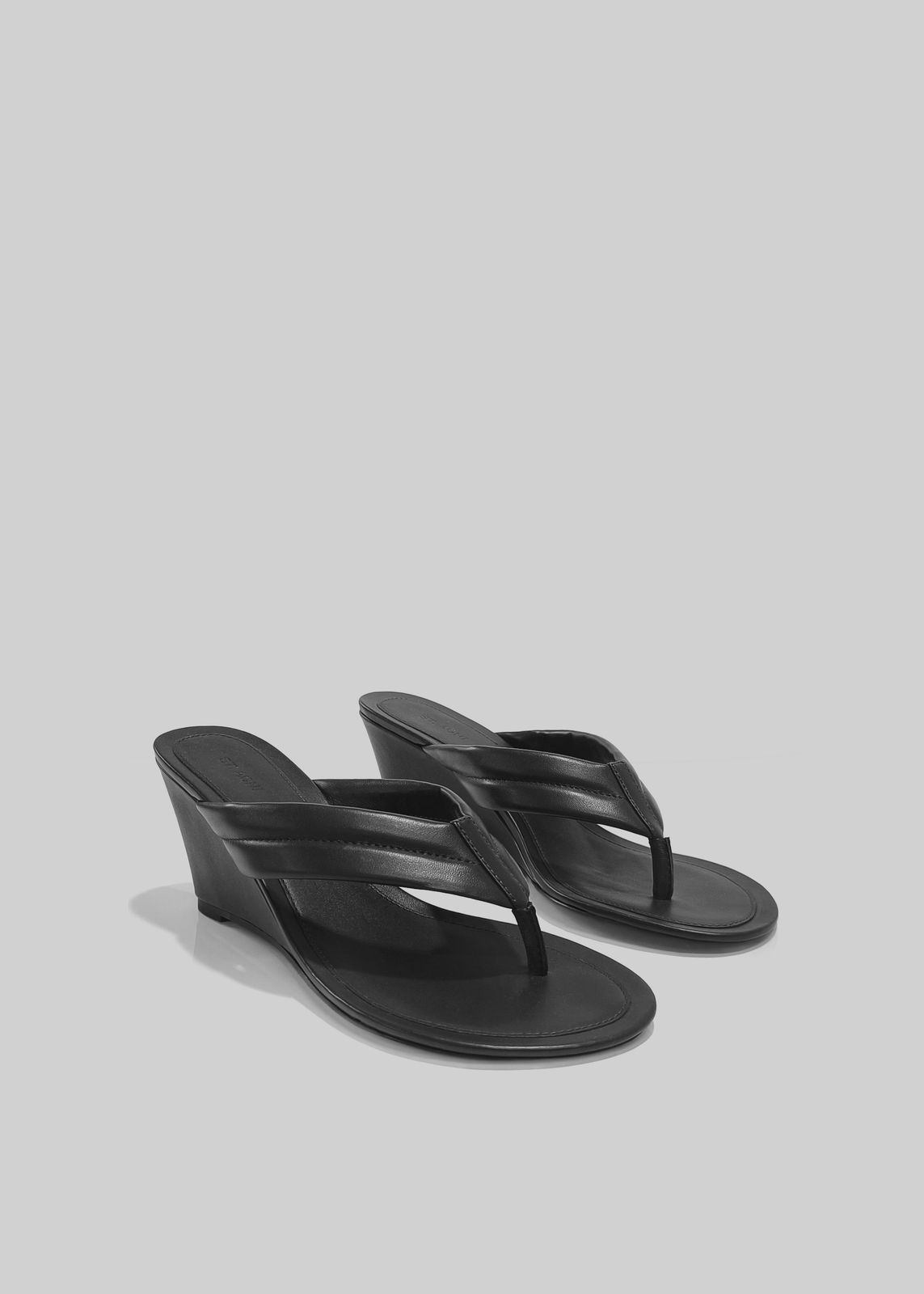 St. Agni Stitch Detail Thong Wedges - Black