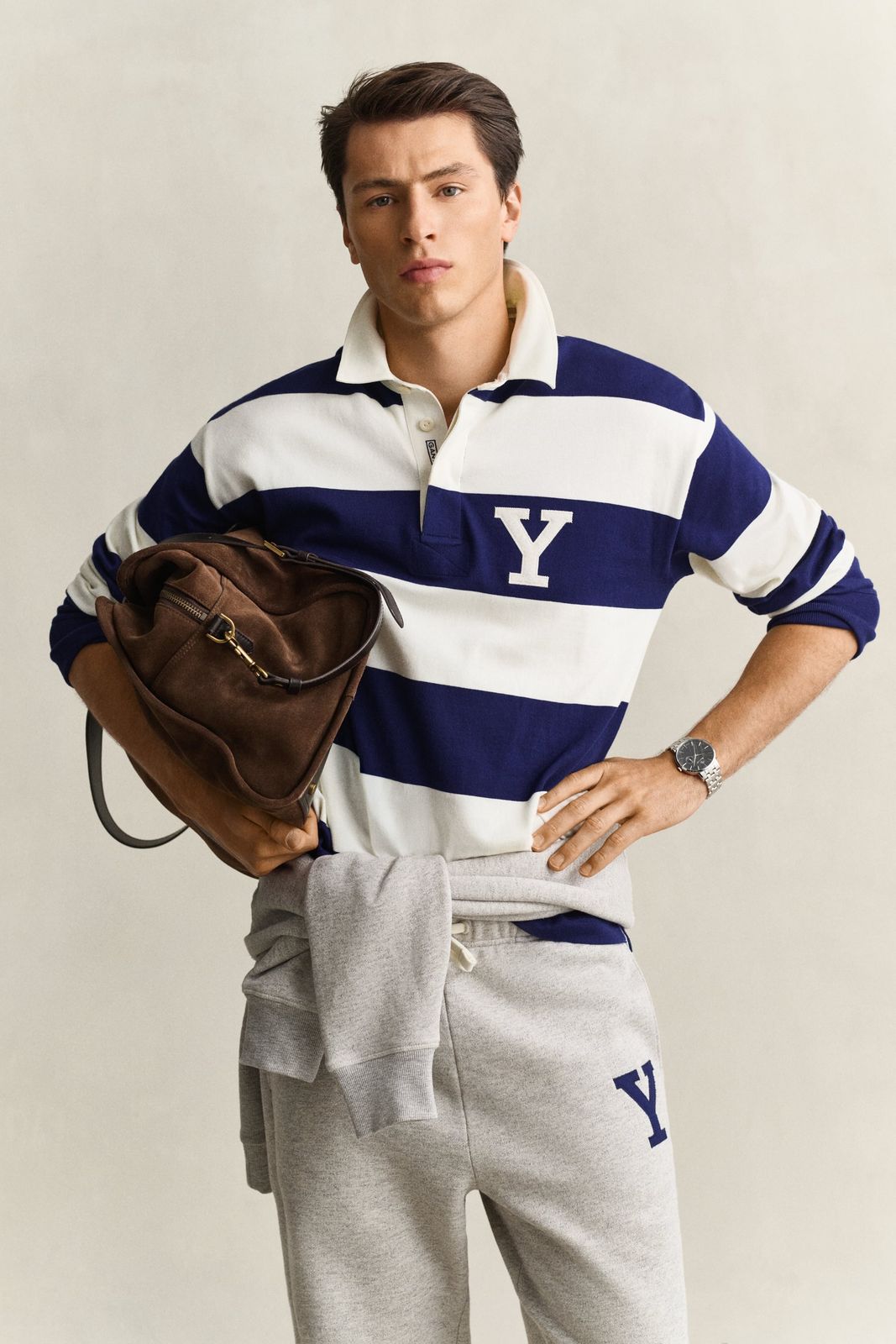 Gant x Yale Striped Heavy Rugger - RICH NAVY