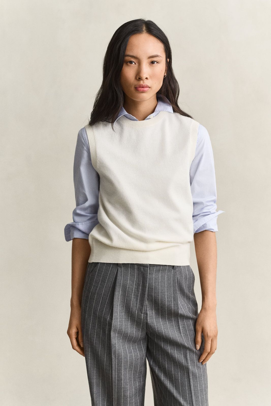 Knitted Wool Vest - CREAM