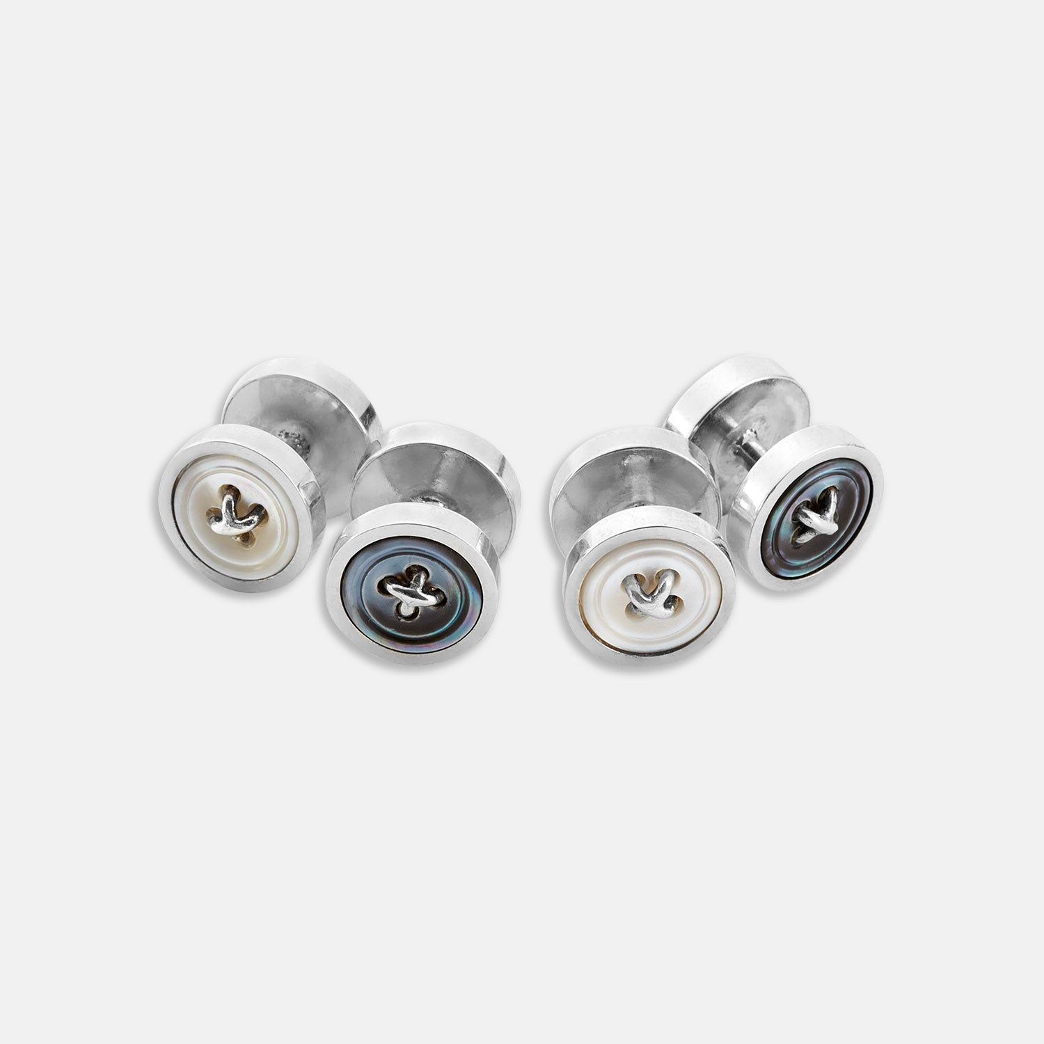 Reversible White And Smoke Mother-of-pearl Dress Studs