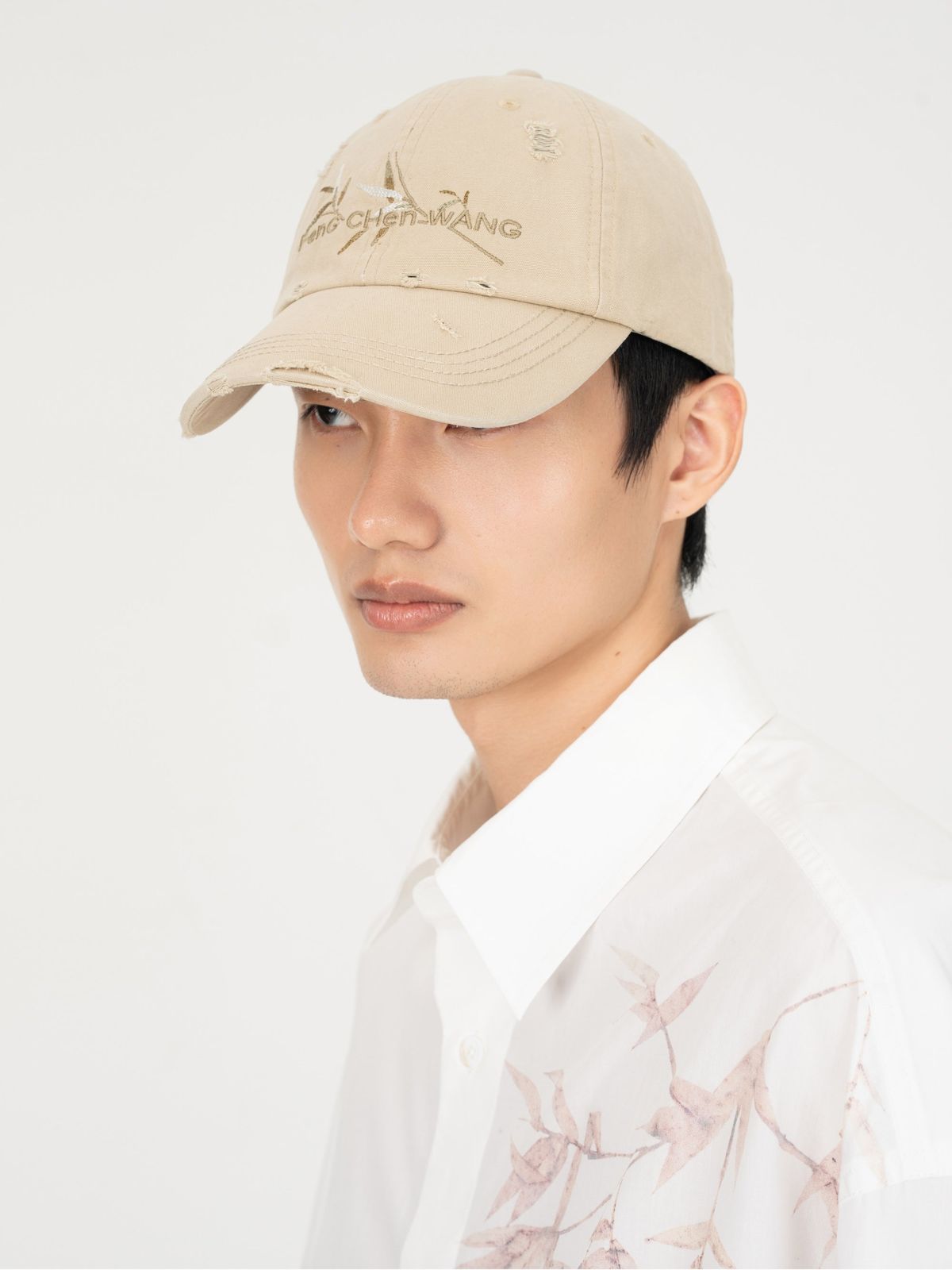 KHAKI BAMBOO EMBROIDERY BASEBALL CAP