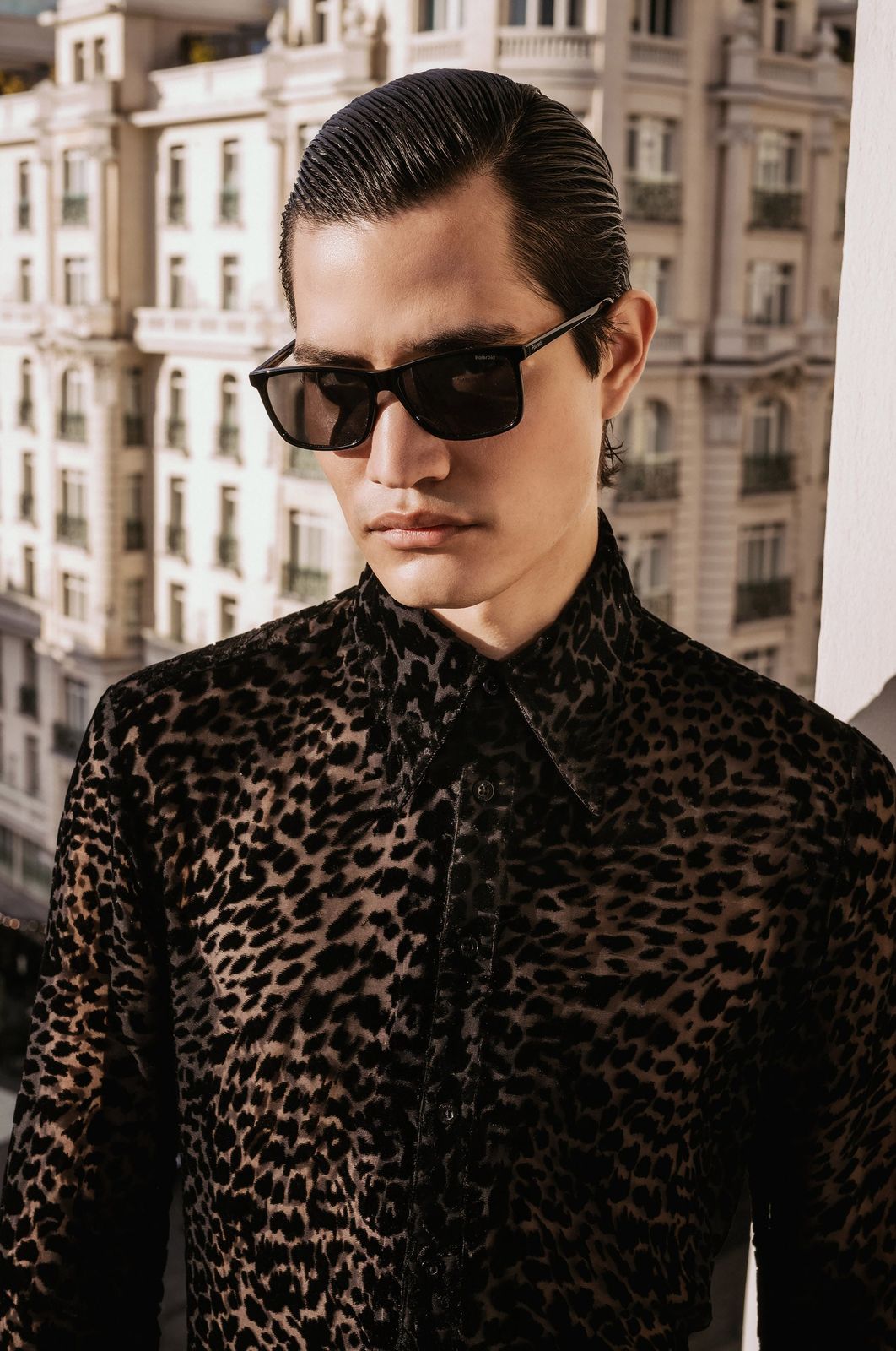 Black Semi Sheer Leopard Effect Velvet Shirt