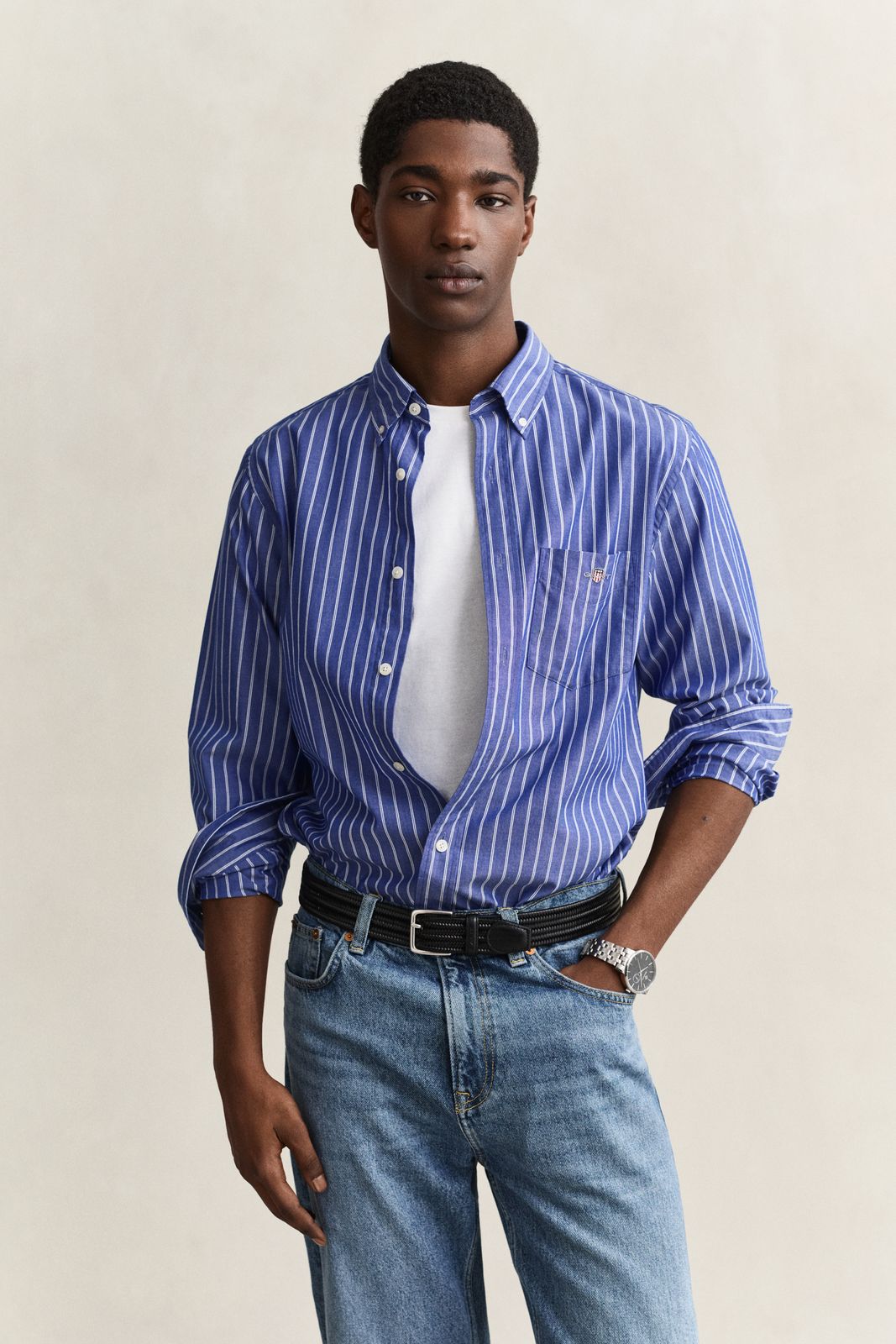 Striped Classic Poplin Shirt - FADED TAUPE