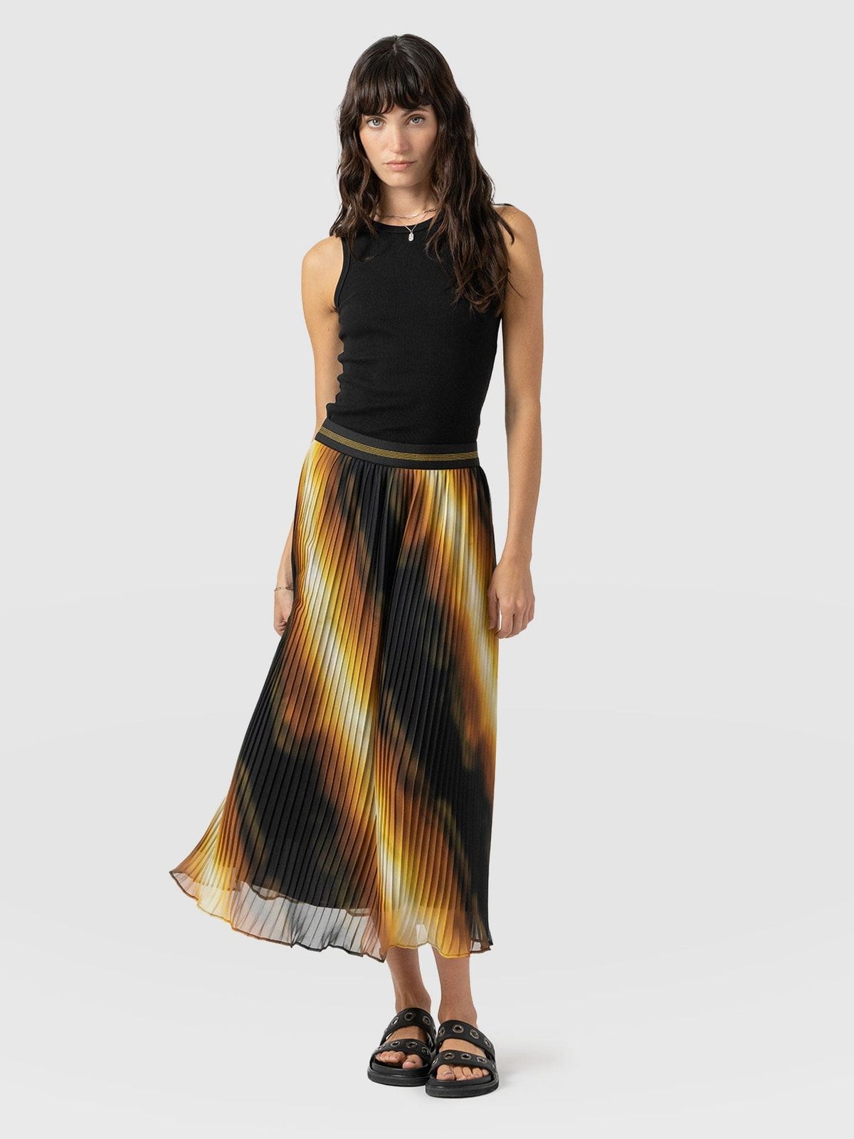 Aria Pleated Skirt - Yellow Gradient
