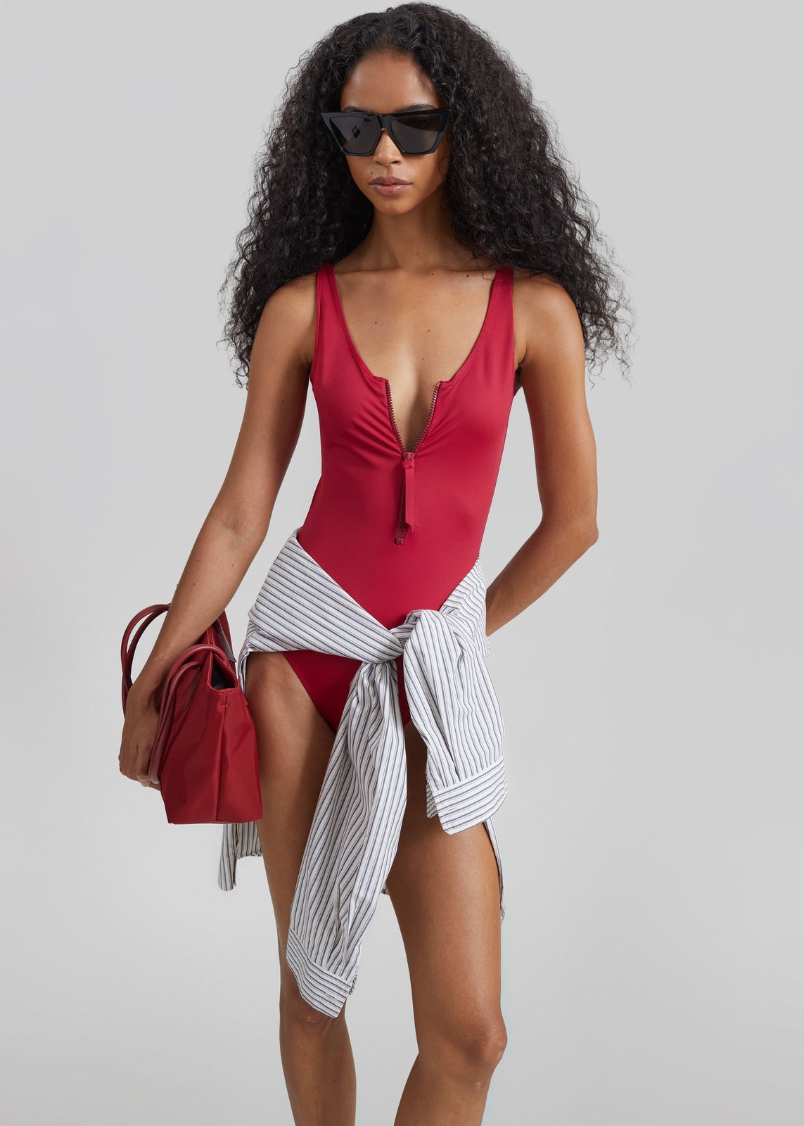 Loulou de Saison Balti Classic Zip Swimsuit - Red