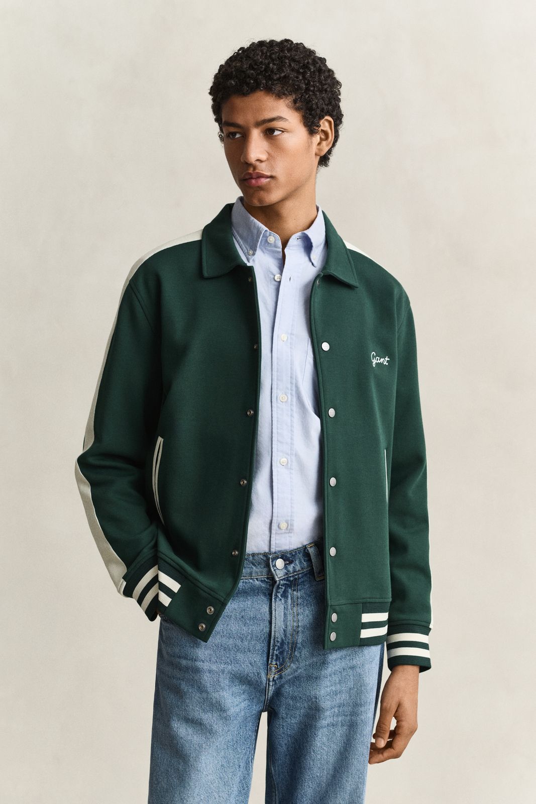 Interlock Buttoned Jacket - TARTAN GREEN