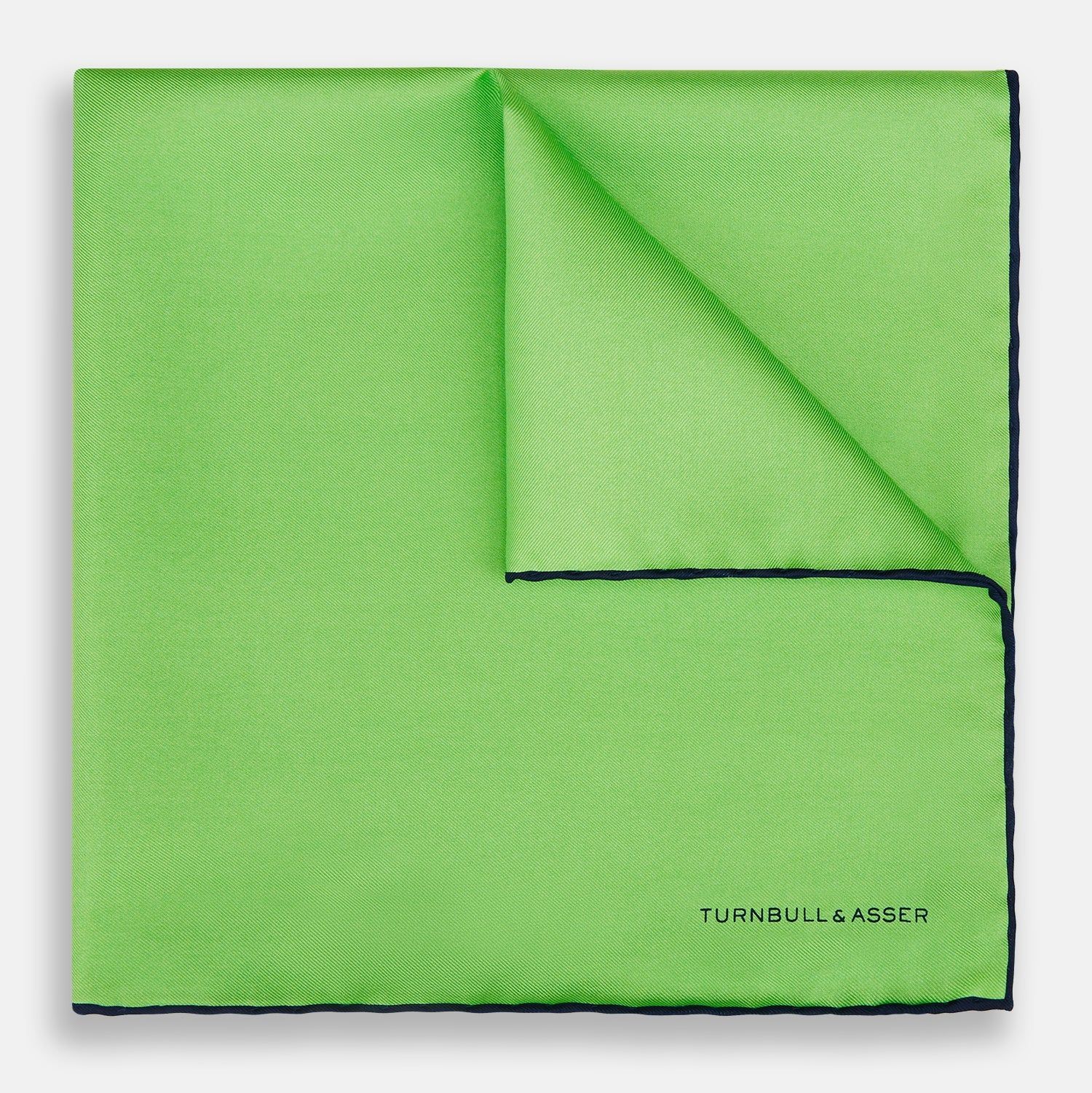 Light Green And Black Piped Silk Pocket Square