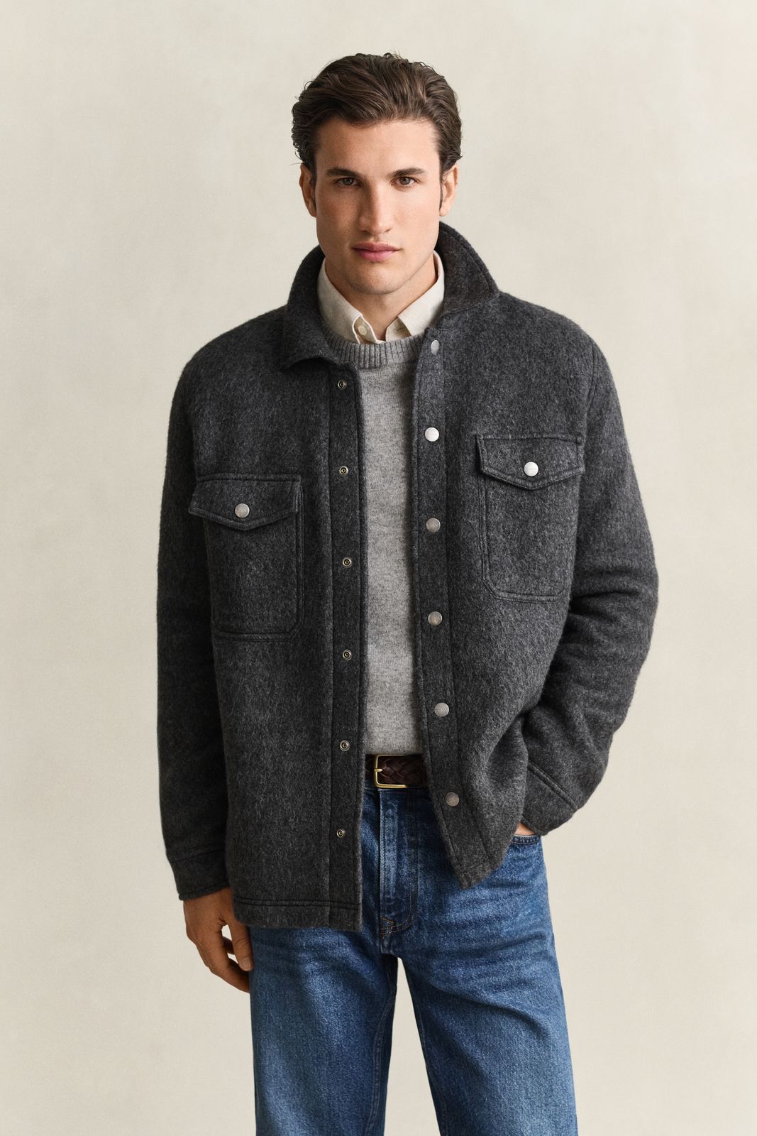 Fleece Overshirt - CHARCOAL MELANGE