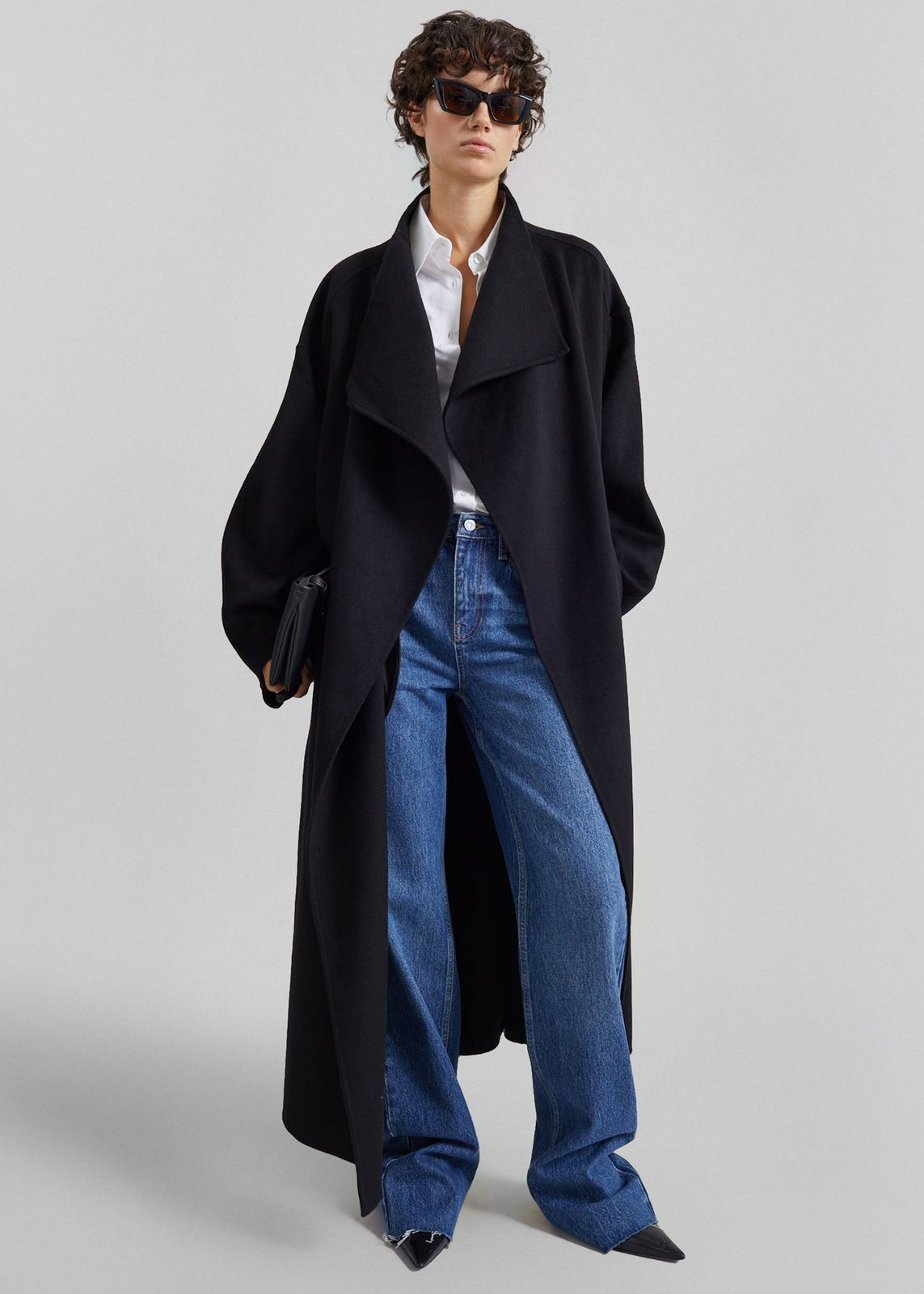 Leroy Funnel Neck Wool Coat - Black