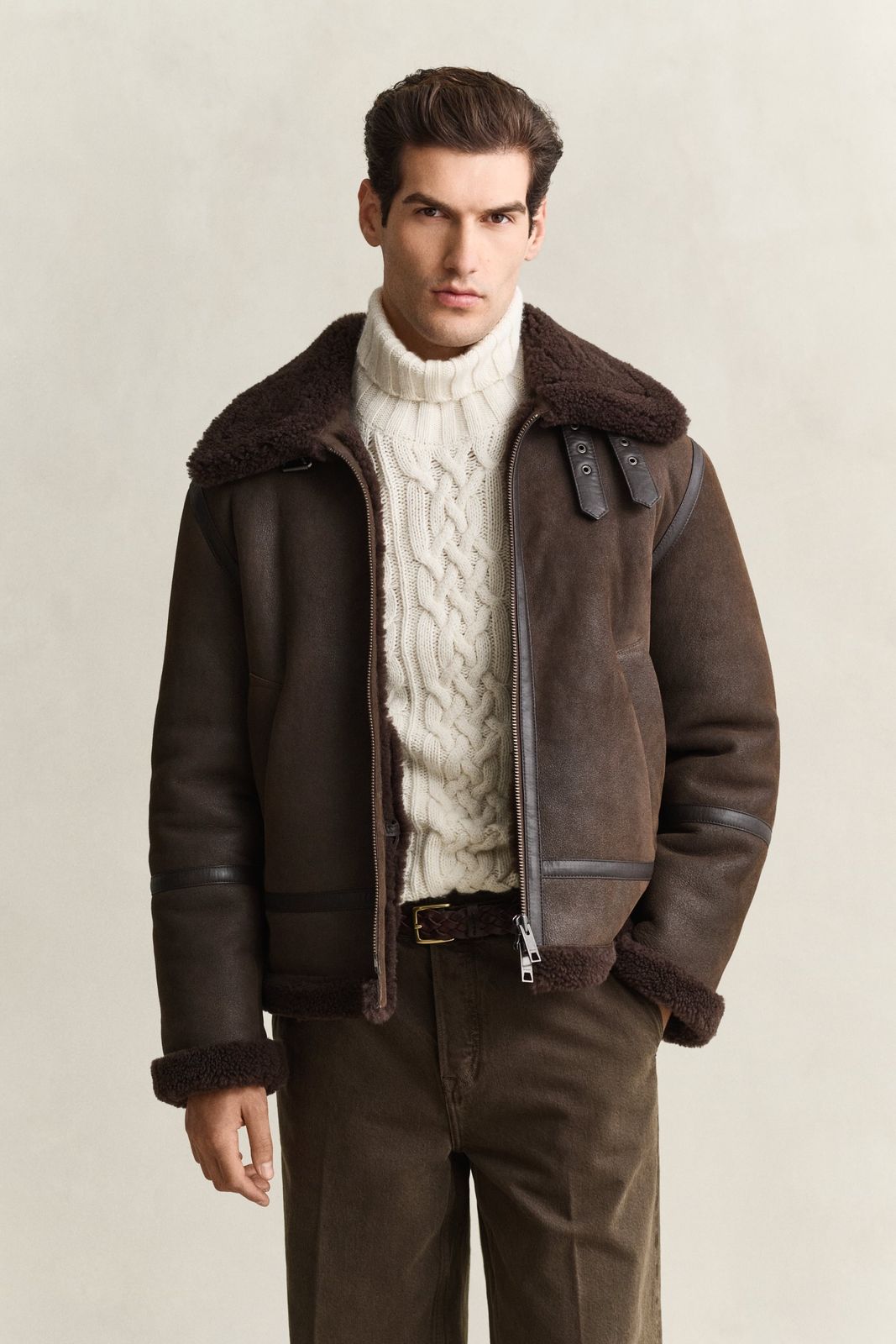 Shearling Jacket - BLACK BROWN