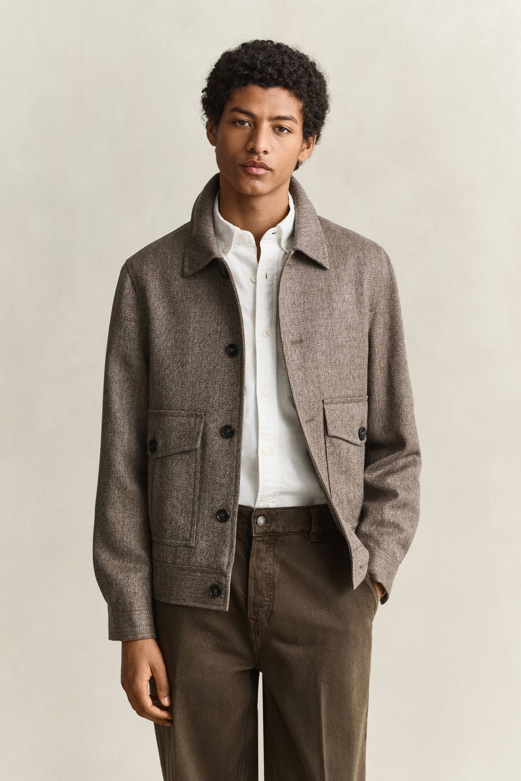 Mélange Wool Jacket - FADED TAUPE
