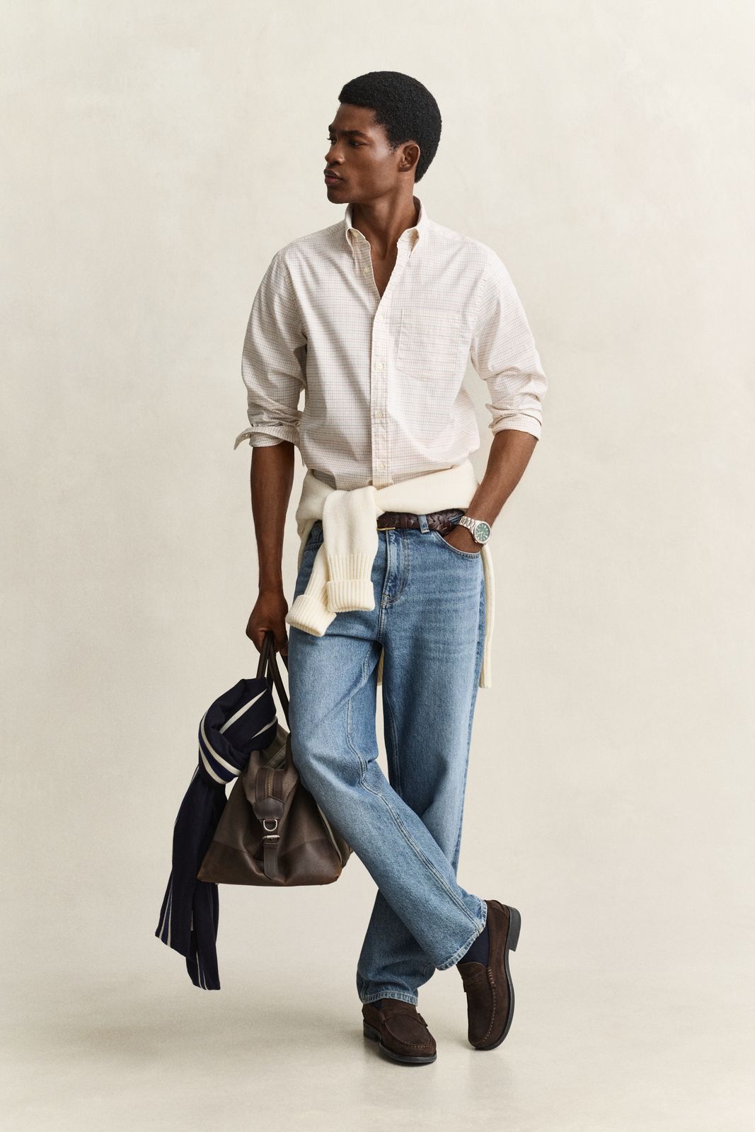Gant x Yale Checked Oxford Shirt - CREAM