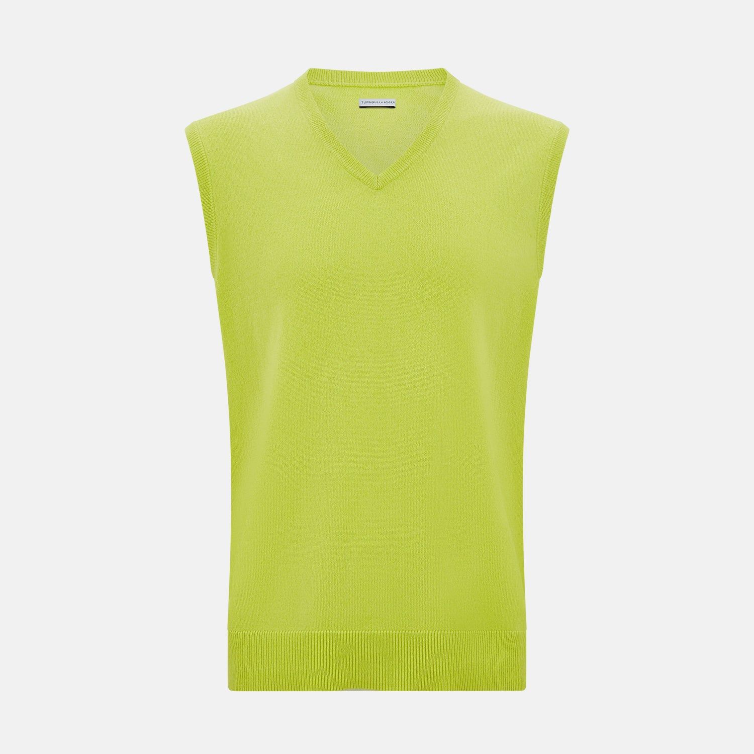 Lemon Green Cashmere V-neck Vest