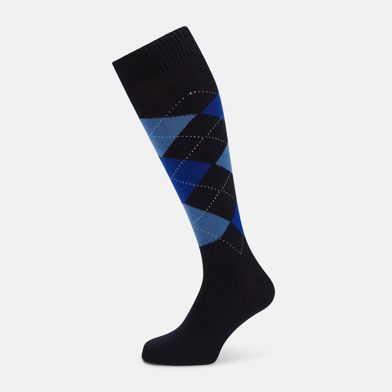 Navy & Royal Blue Check Wool Long Socks