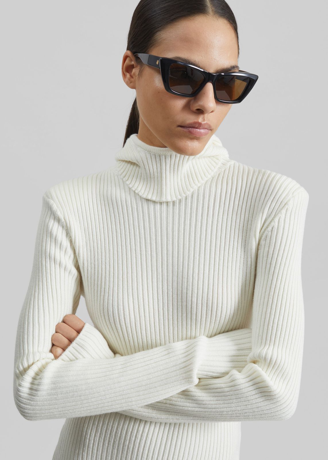 Larice Hooded Knit Top - White