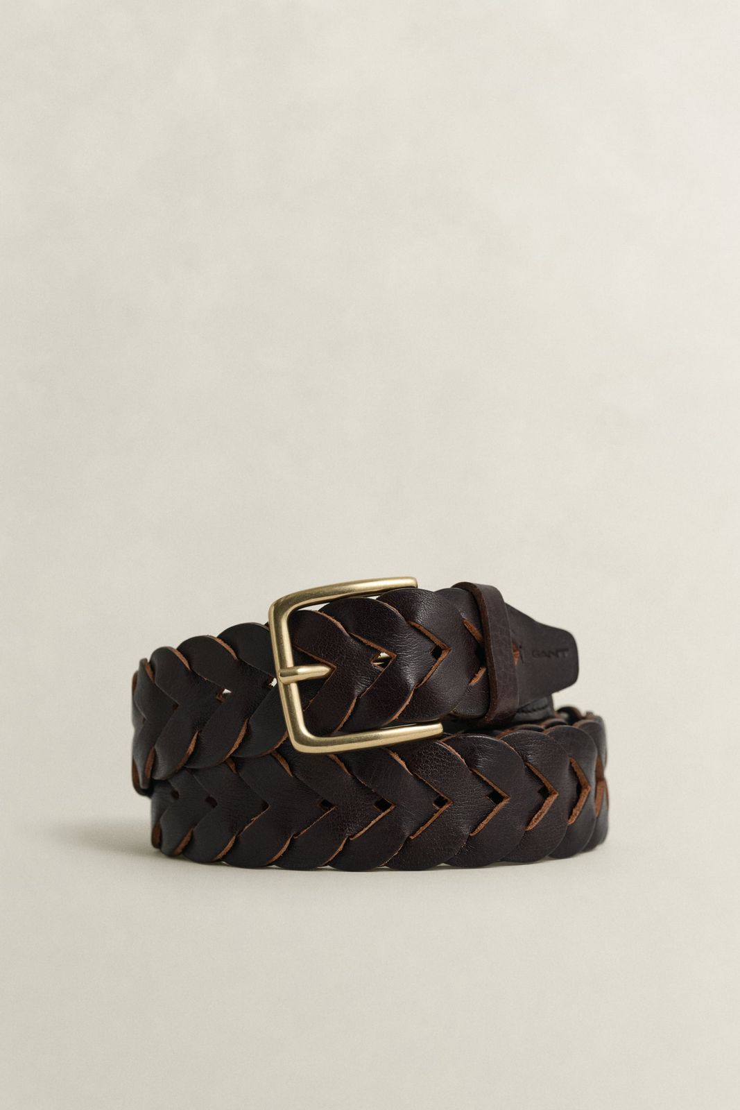 Braided Leather Belt - MAHOGANY BROWN