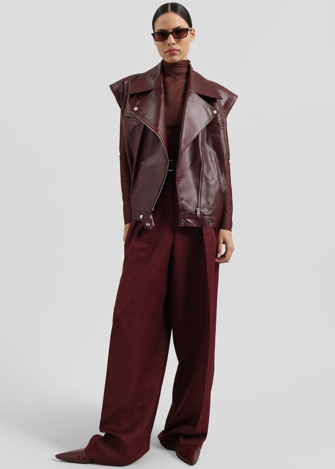 Cetina Leather Vest - Burgundy