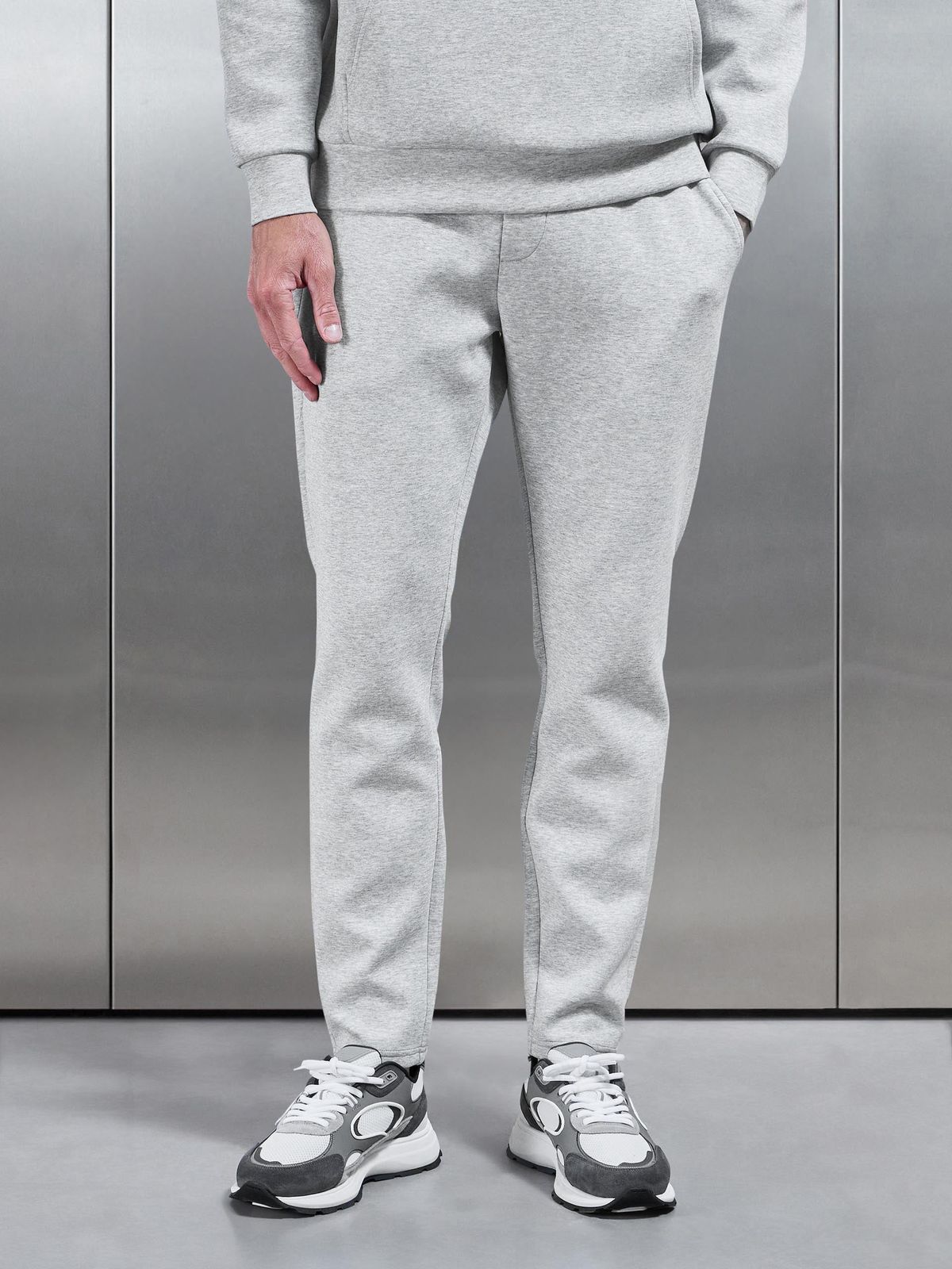 Interlock Jersey Essential Jogger in Marl Grey