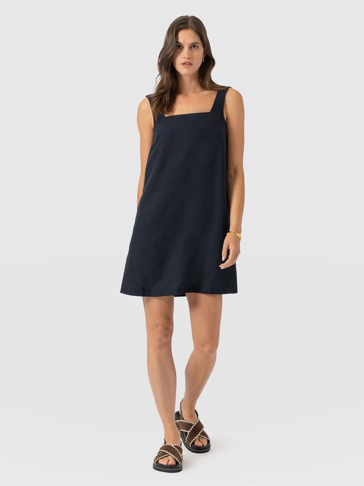 Corinne Linen Cami Dress - Navy