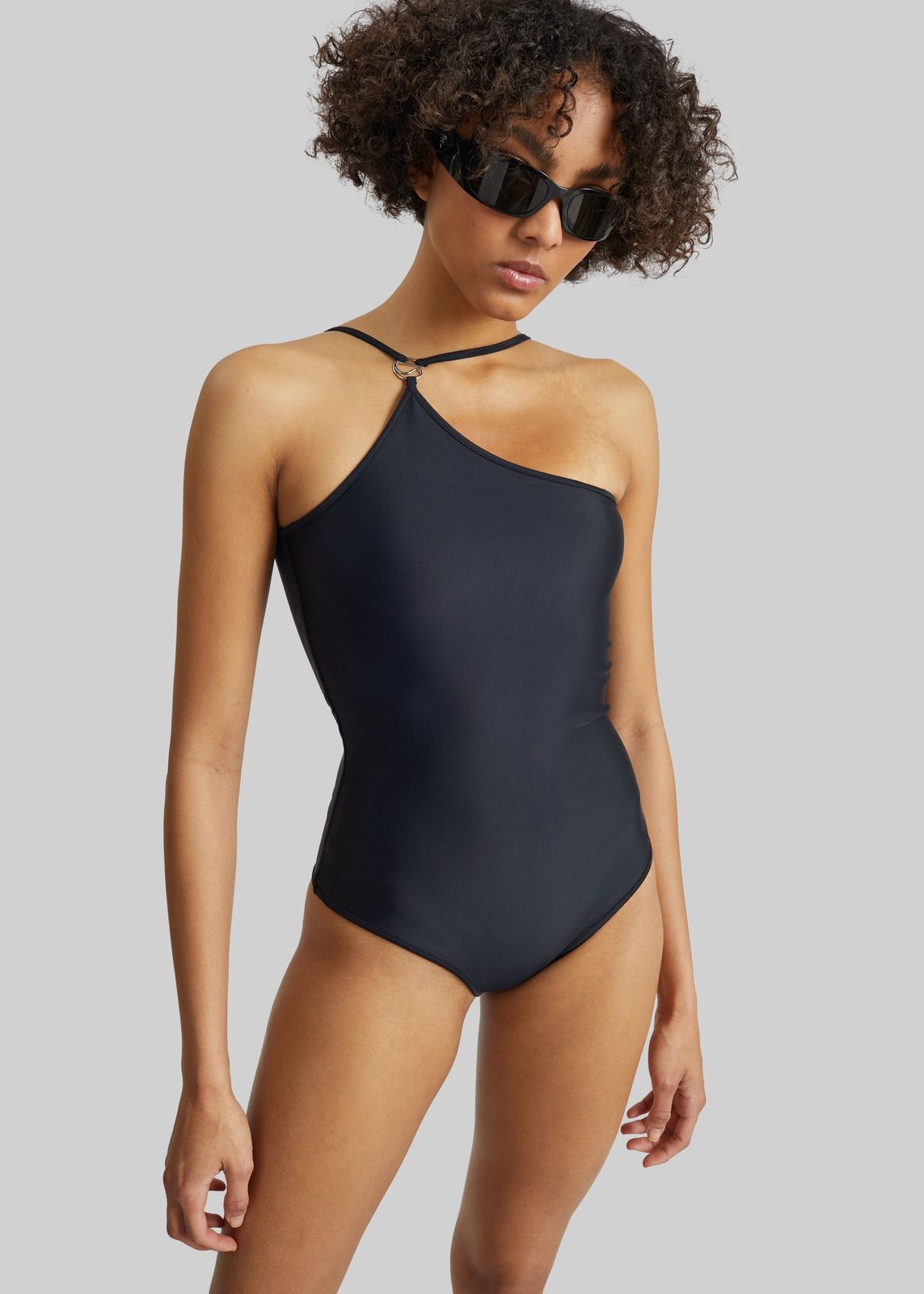 Coperni One Shoulder Swimsuit - Black