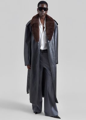 Edra Removable Collar Trench Coat - Black