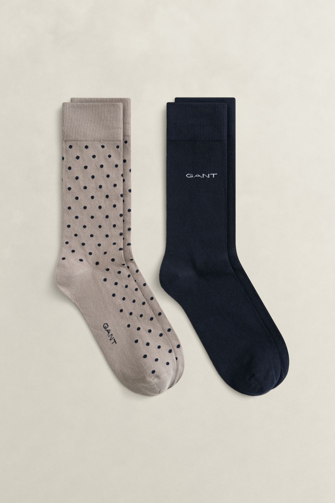 2-Pack Dot & Solid Socks - MIST TAUPE