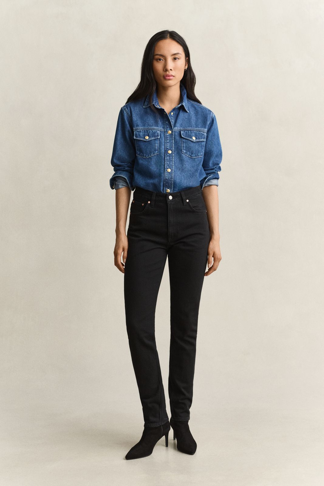 Slim High-Waisted Jeans - BLACK WORN IN